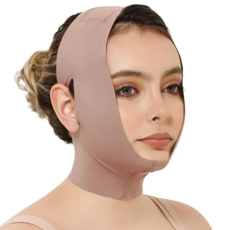 Chin compression garment after liposuction for faster recovery